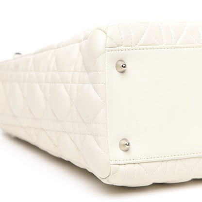Christian Dior Lambskin Cannage Ruffle Trim Medium Lady Dior Off White 8 of 15