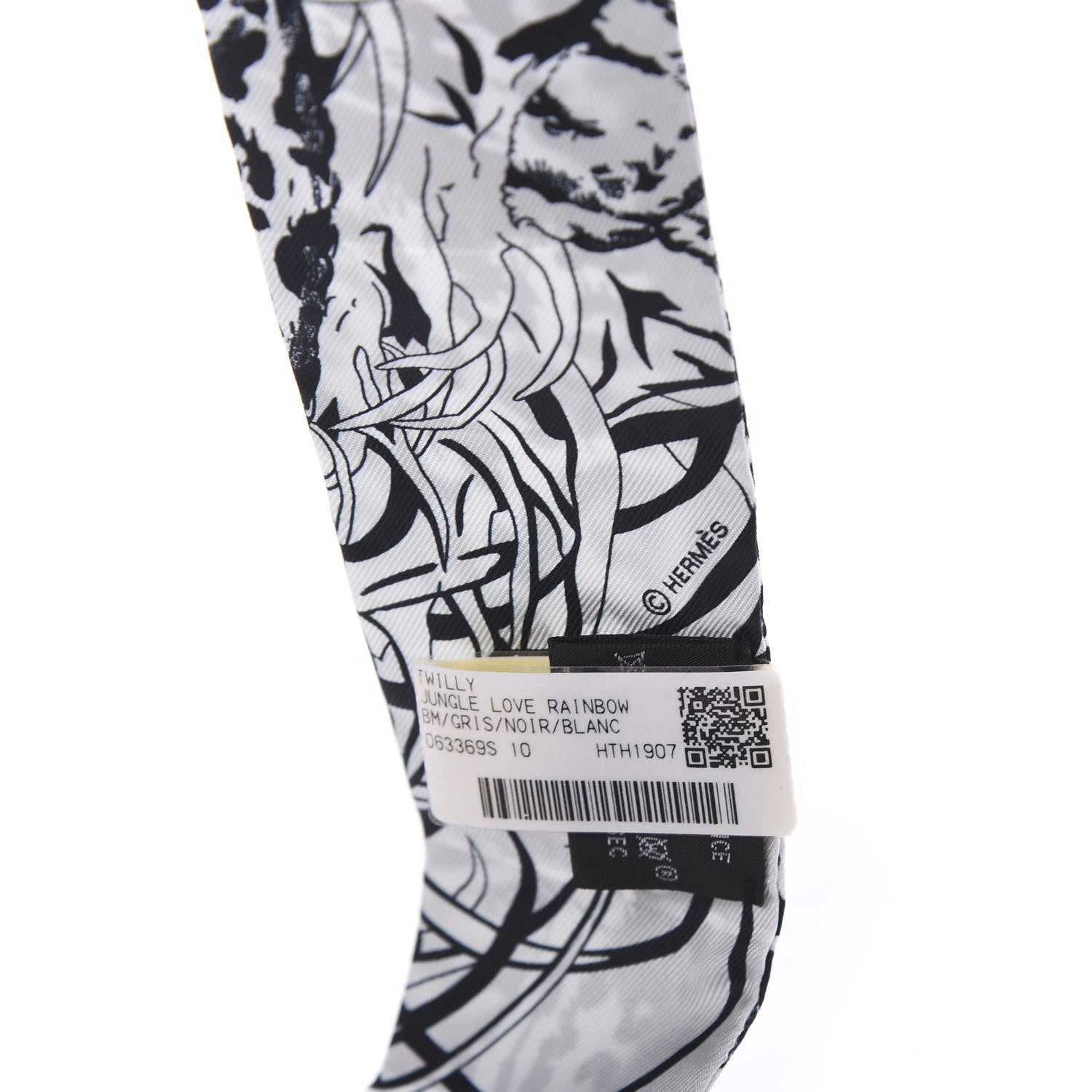 Hermes Silk Jungle Love Rainbow Twilly Gris Black White 2 of 4