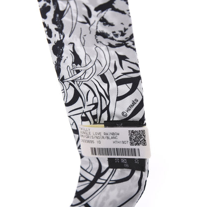 Hermes Silk Jungle Love Rainbow Twilly Gris Black White 2 of 4