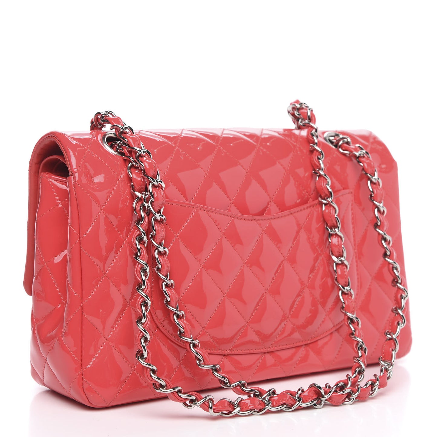 Patent Quilted Medium Double Flap Pink