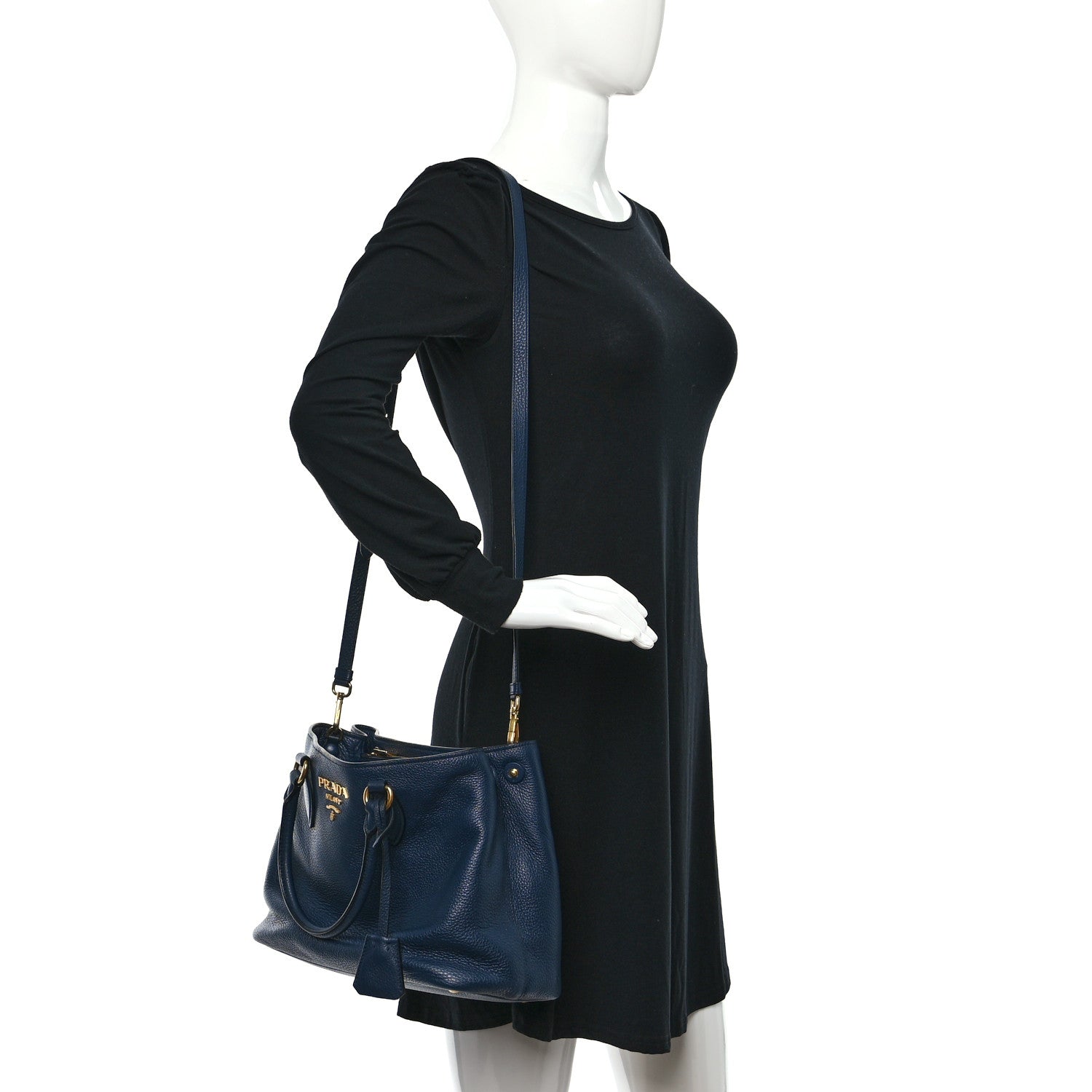 Prada Vitello Phenix Top Handle Bag Baltico 2 of 10