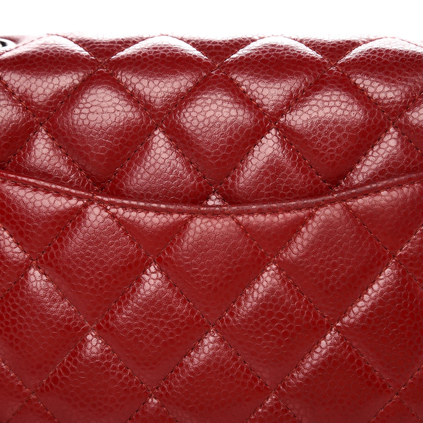 Caviar Quilted Mini Rectangular Flap Dark Red