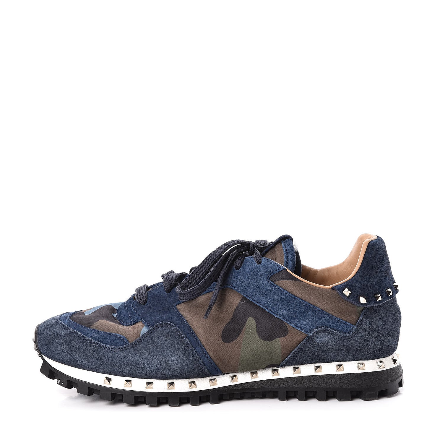 Suede Nylon Camouflage Womens Soul Rockstud Sneakers 41 Navy