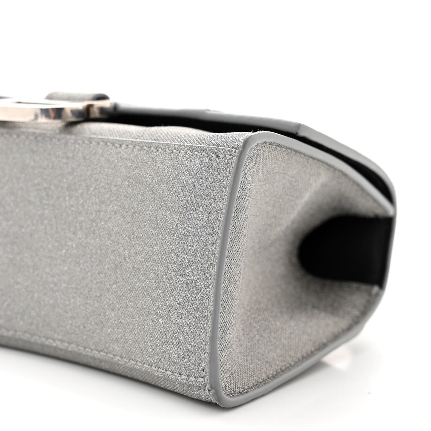 Glitter Fabric Hourglass Top Handle Bag XS Grey