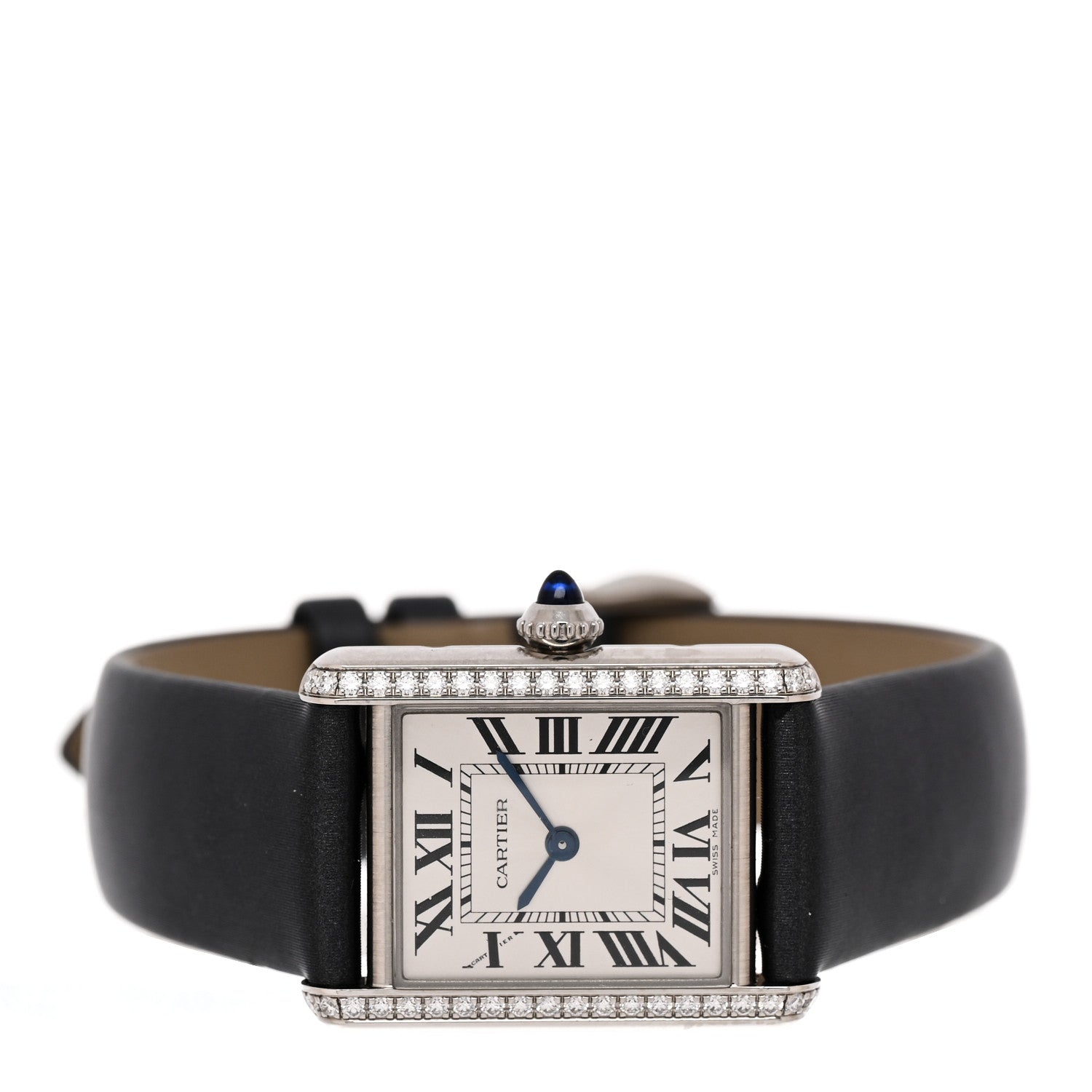 Cartier Stainless Steel Satin Diamond 22mm Must de Cartier Tank Quartz Watch 2 of 5