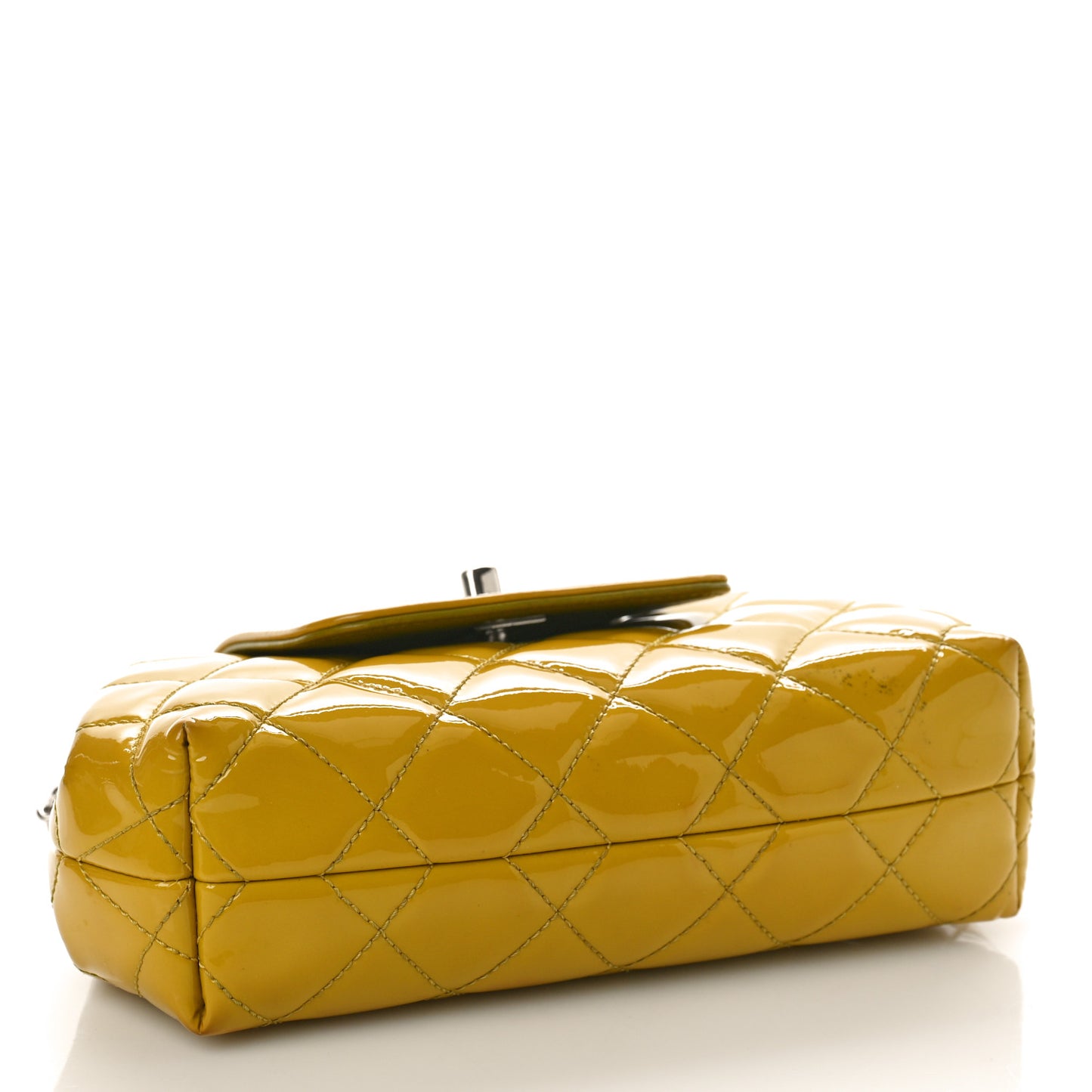 Patent Quilted Coco Shine Small Accordion Flap Yellow