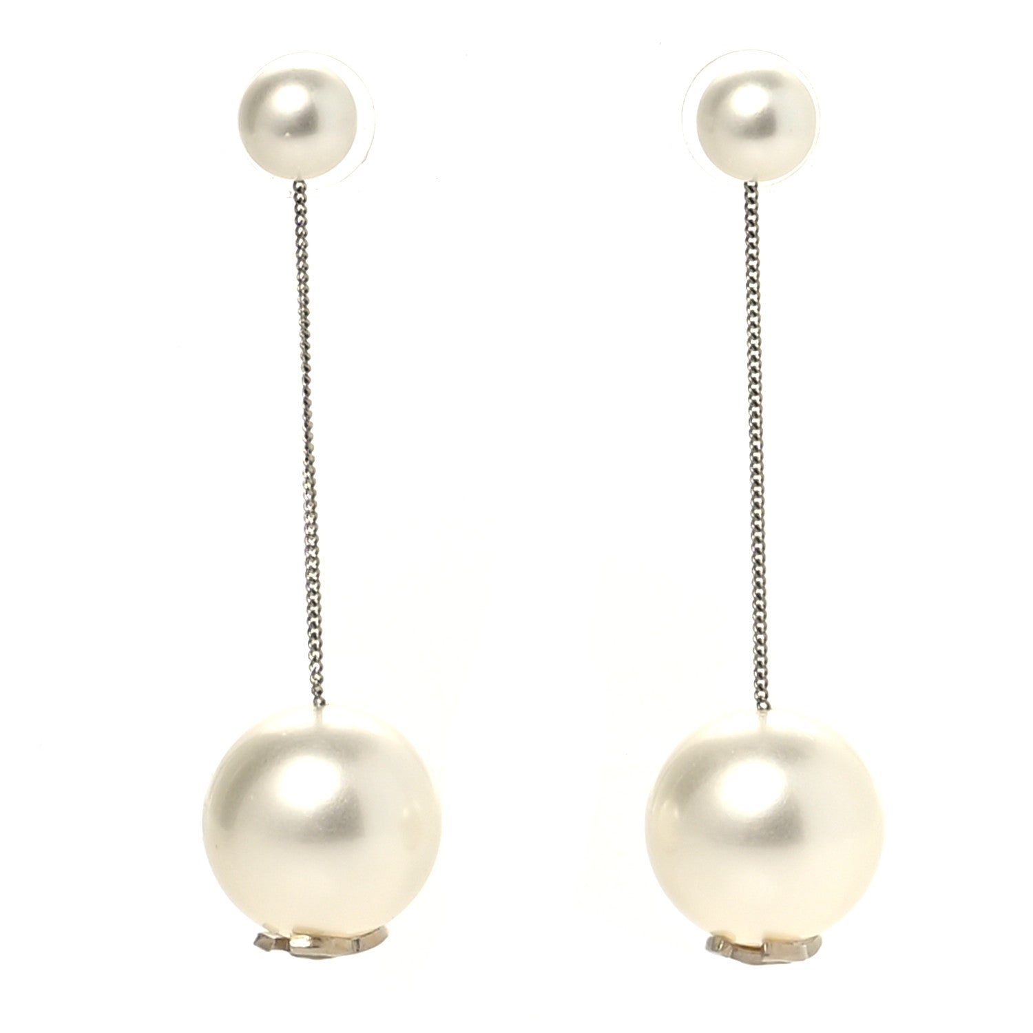Chanel Pearl CC Chain Drop Earrings Gold 1 of 3