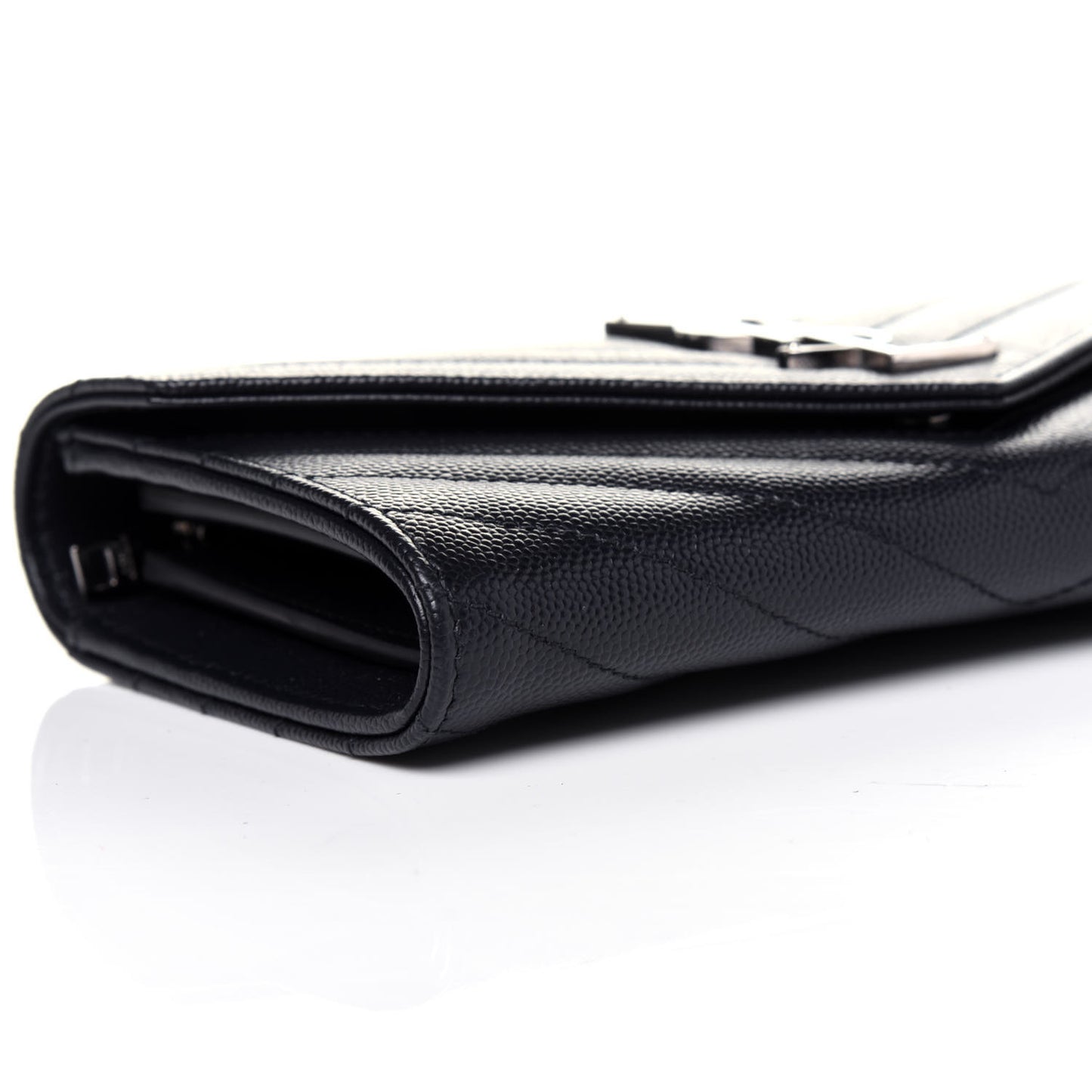 Grain De Poudre Matelasse Chevron Monogram Flap Wallet Deep Marine