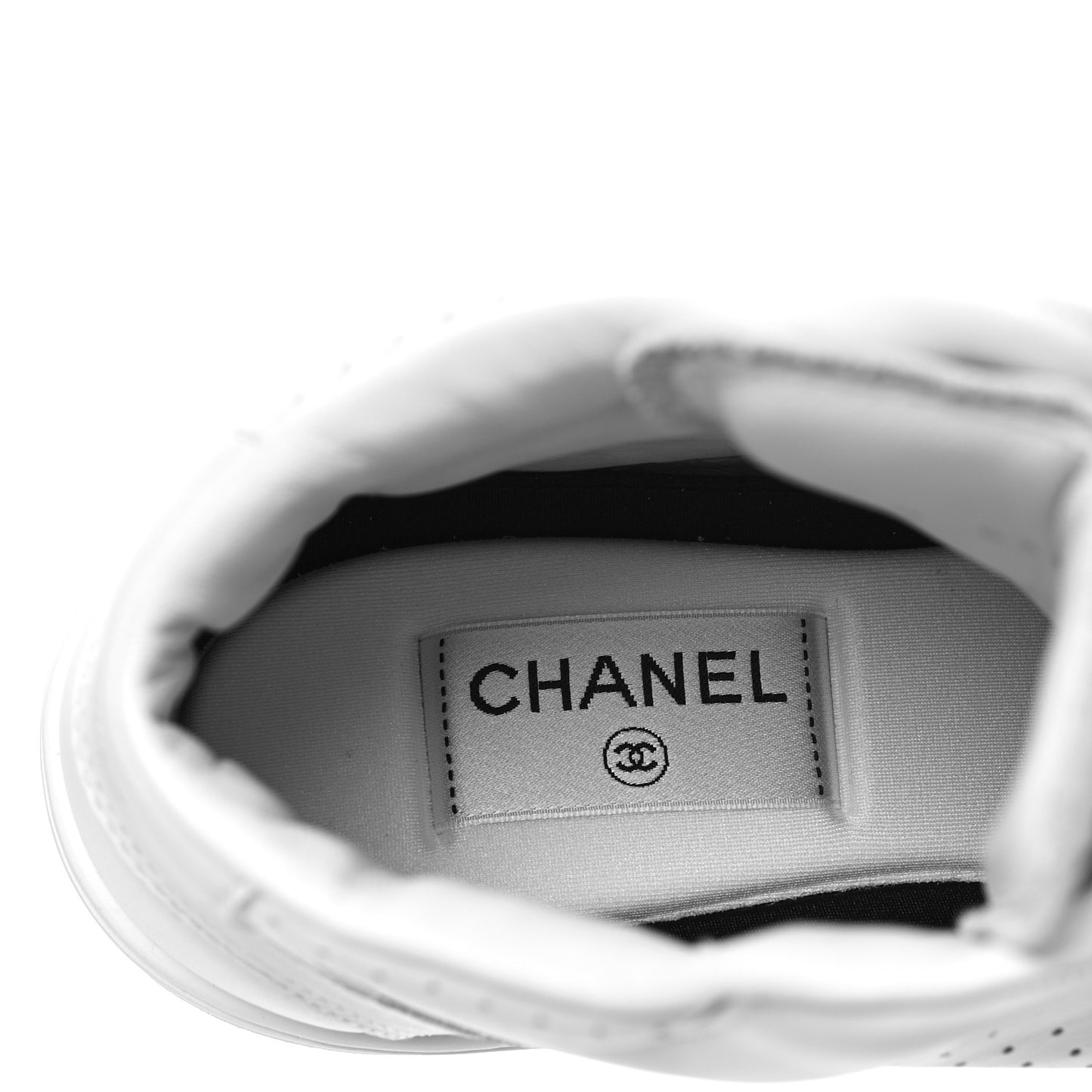 Calfskin CC High Top Sneaker 38.5 White