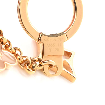 Louis Vuitton Brass Enamel Fleur De Monogram Bag Charm Chain Gold 4 of 5