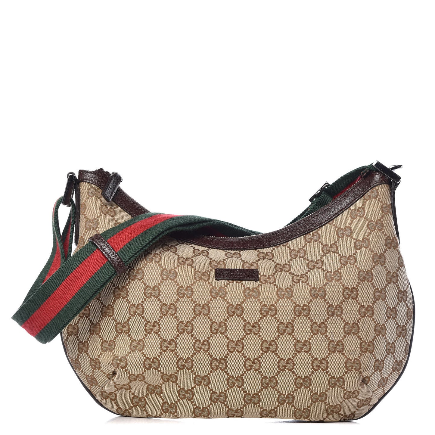 Monogram Web Medium Half Moon Hobo Dark Brown