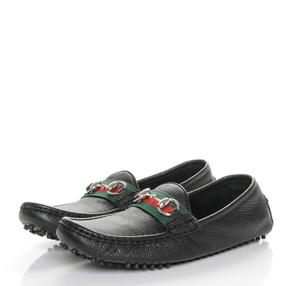 Gucci Road Calfskin Web Womens Horsebit Driver Loafers 38 Black 3 of 7