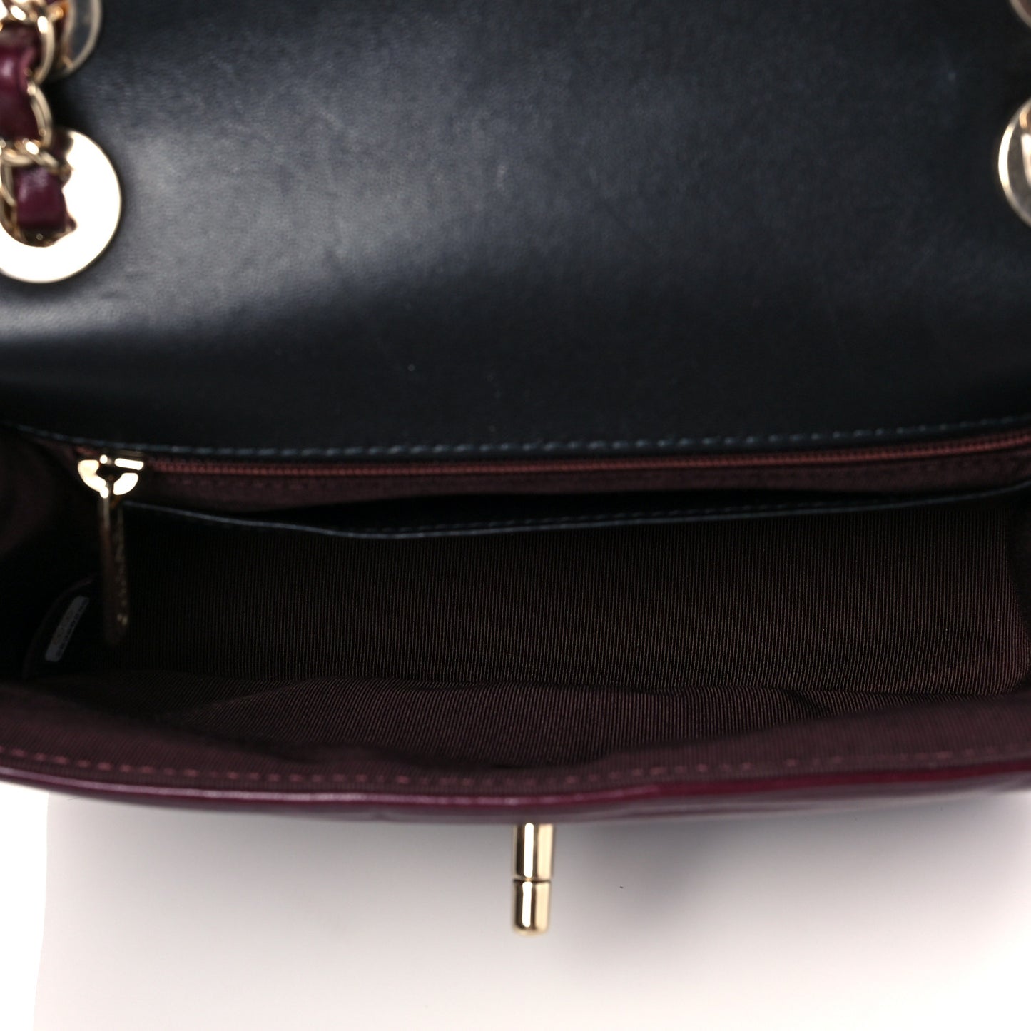 Shiny Lambskin Quilted Small Chevron Miroir Burgundy