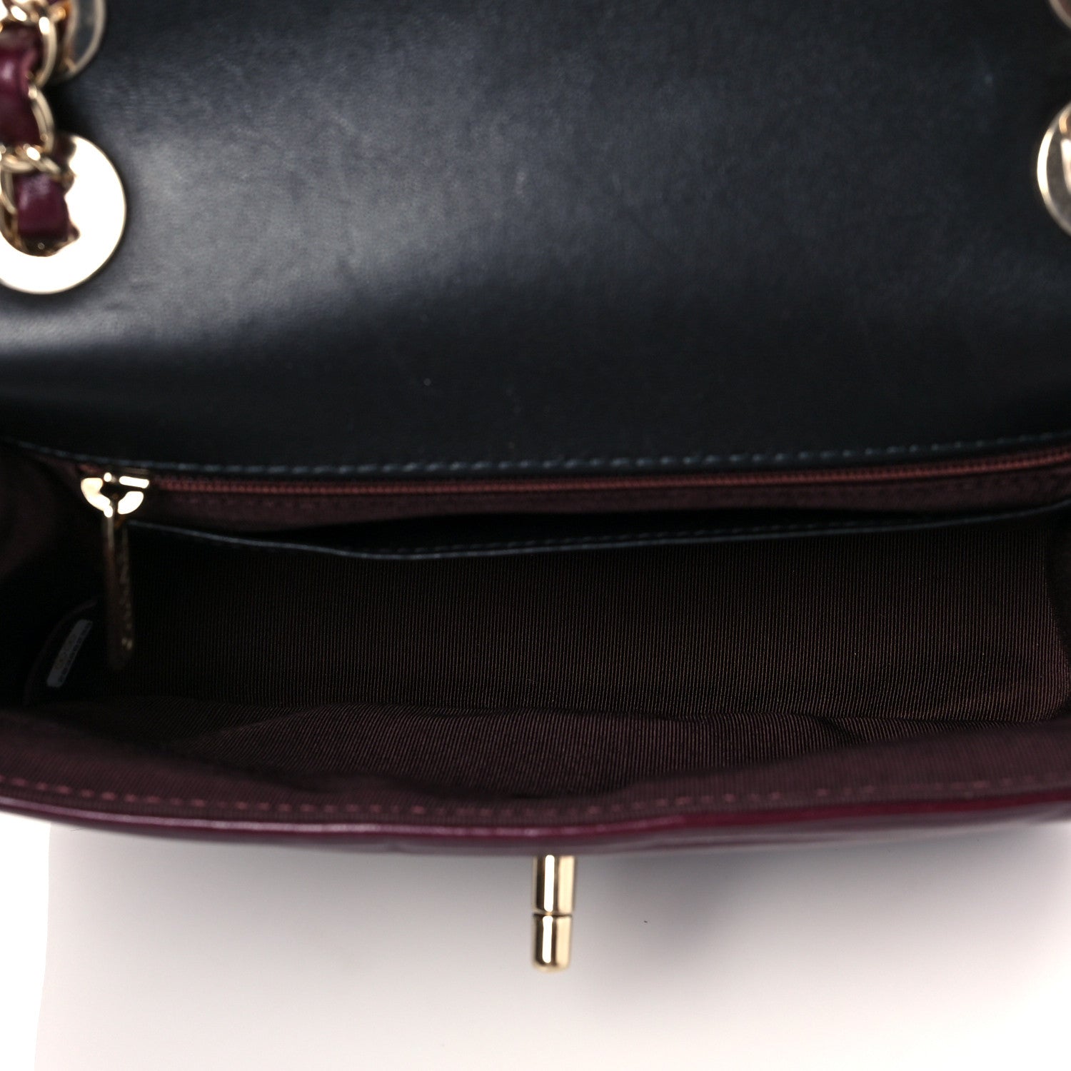 Chanel Shiny Lambskin Quilted Small Chevron Miroir Burgundy 5 of 9