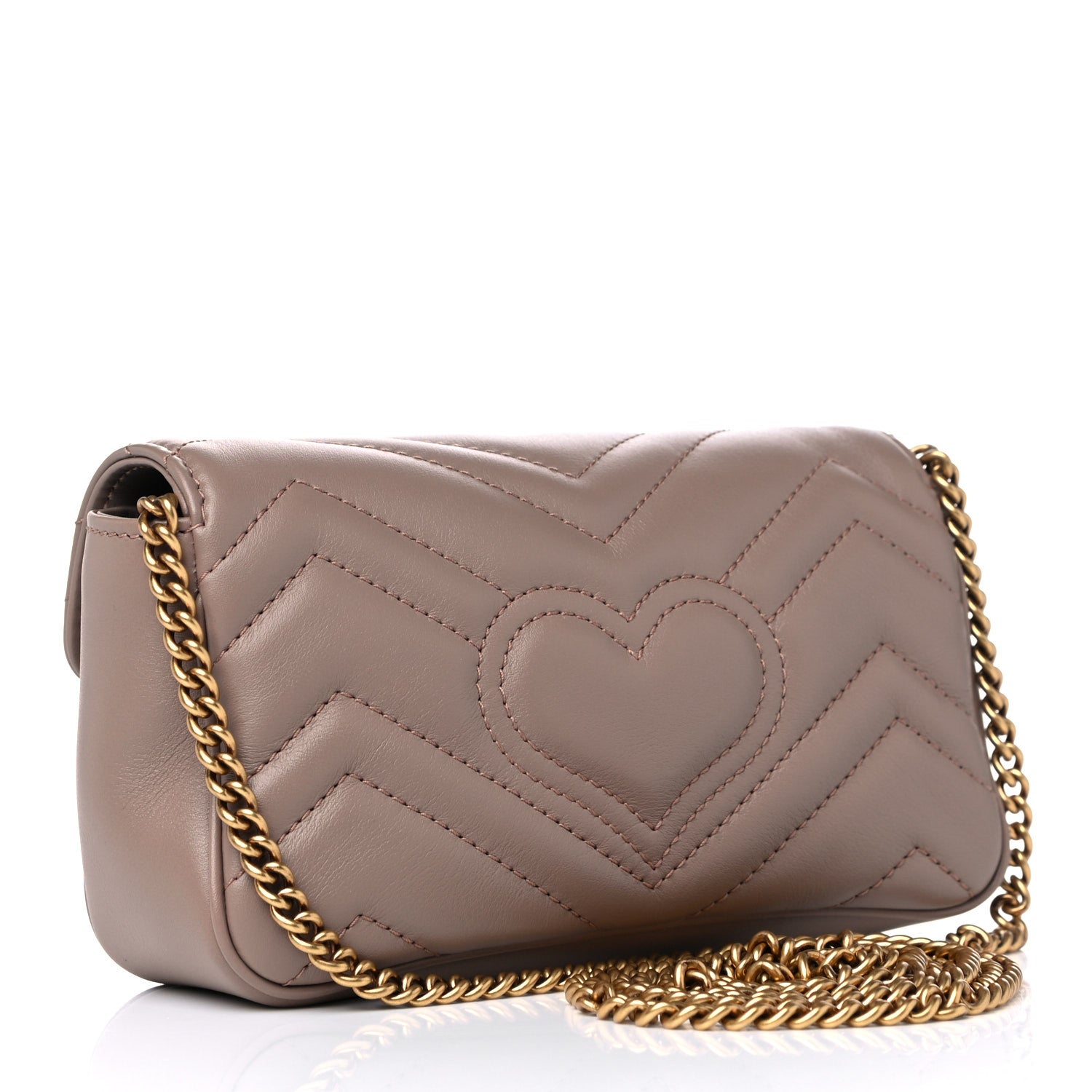 Gucci Calfskin Matelasse Super Mini GG Marmont Shoulder Bag Porcelain Rose 3 of 11