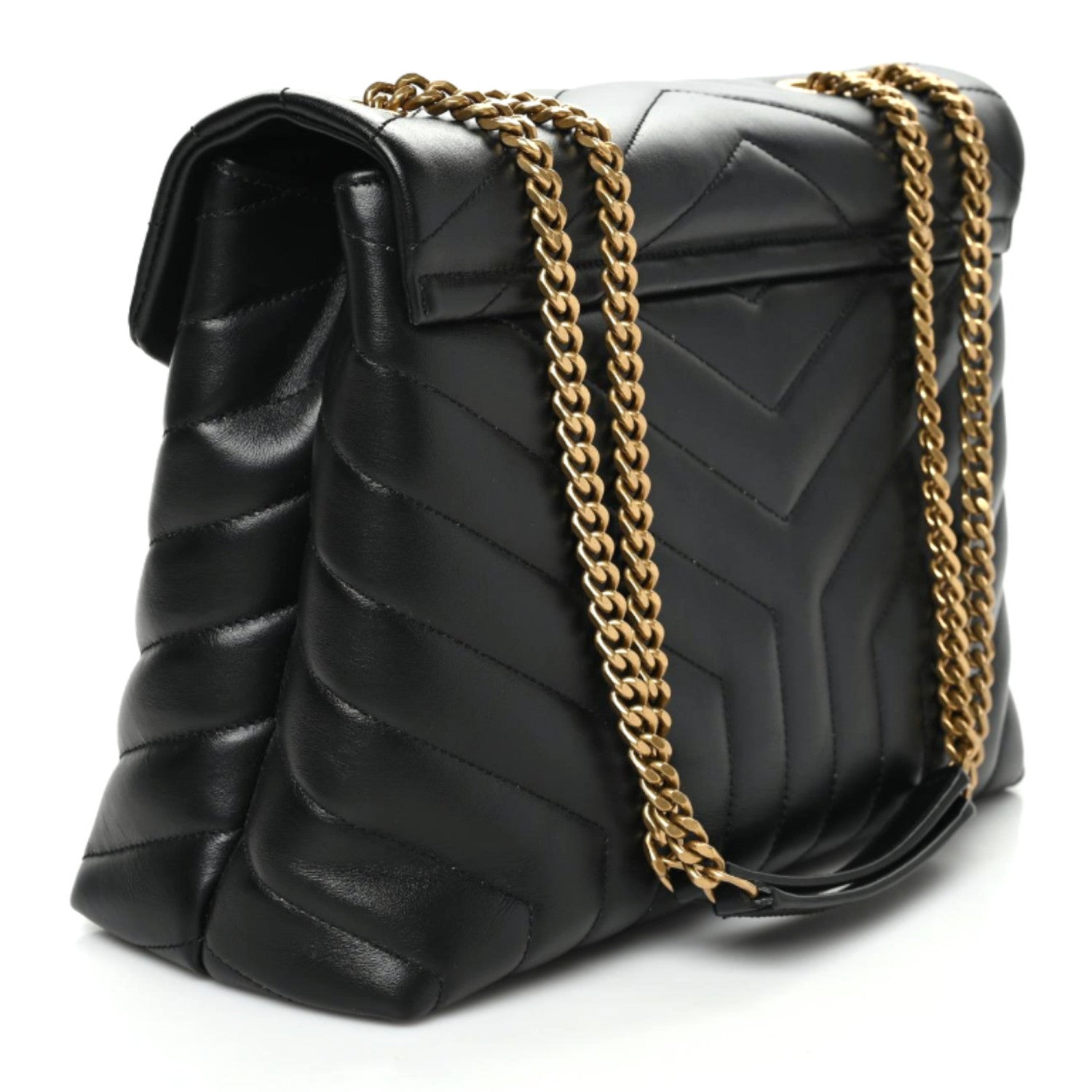 Saint Laurent Calfskin Y Quilted Monogram Medium Loulou Chain Satchel Black 3 of 9
