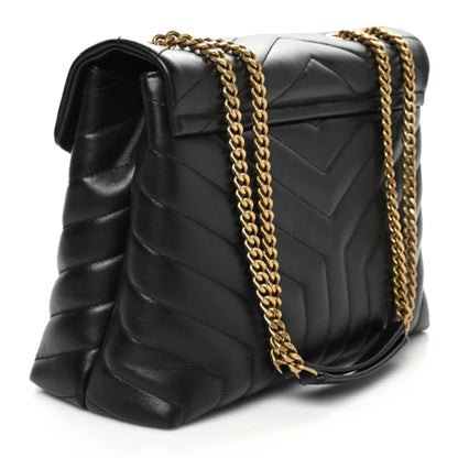 Saint Laurent Calfskin Y Quilted Monogram Medium Loulou Chain Satchel Black 3 of 9