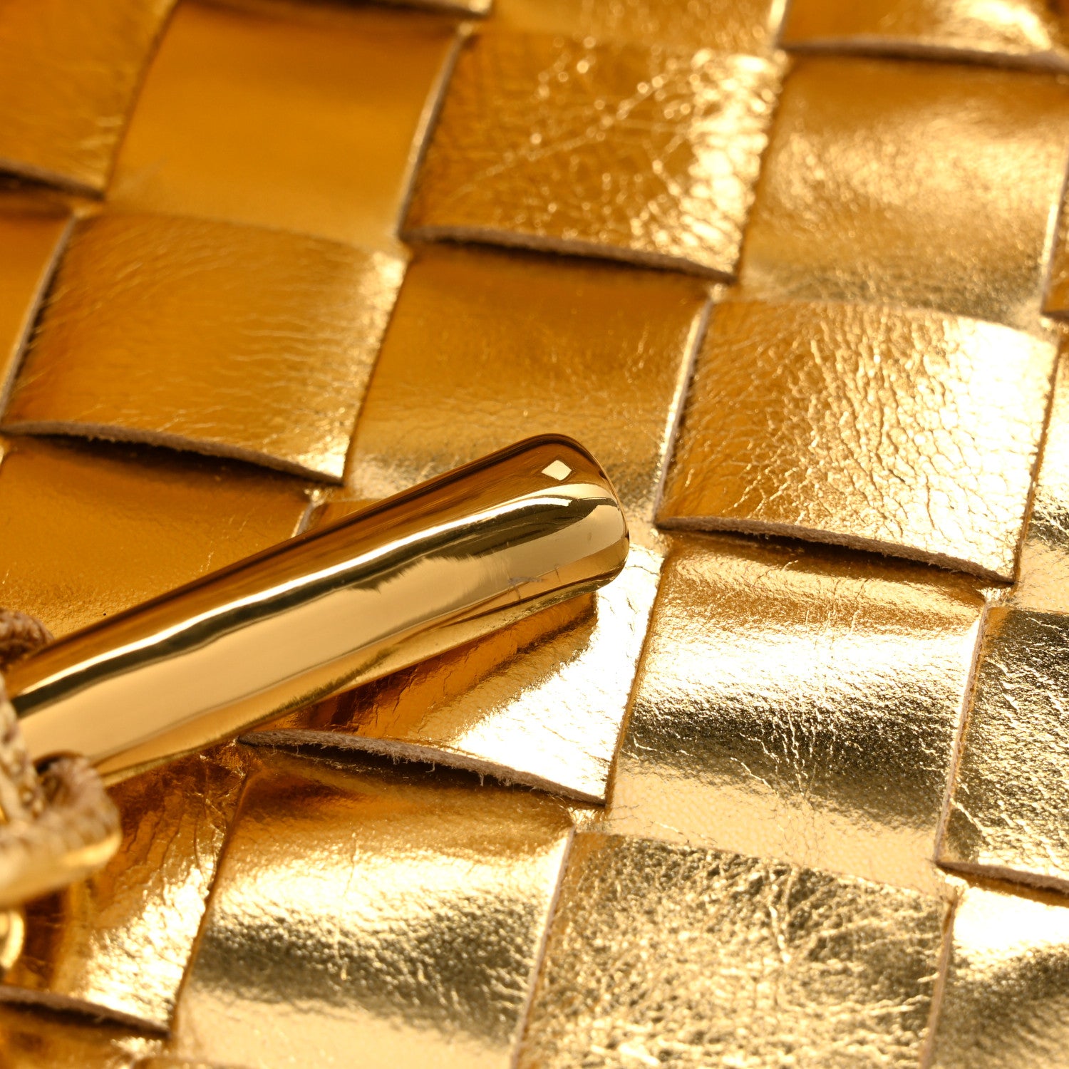 Bottega Veneta Metallic Lambskin Intrecciato Long Andiamo Top Handle Clutch Gold 11 of 12
