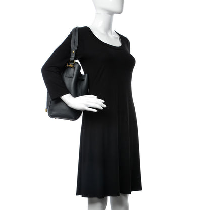MCM Grained Calfskin Milla Drawstring Bucket Bag Phantom Gray 3 of 7