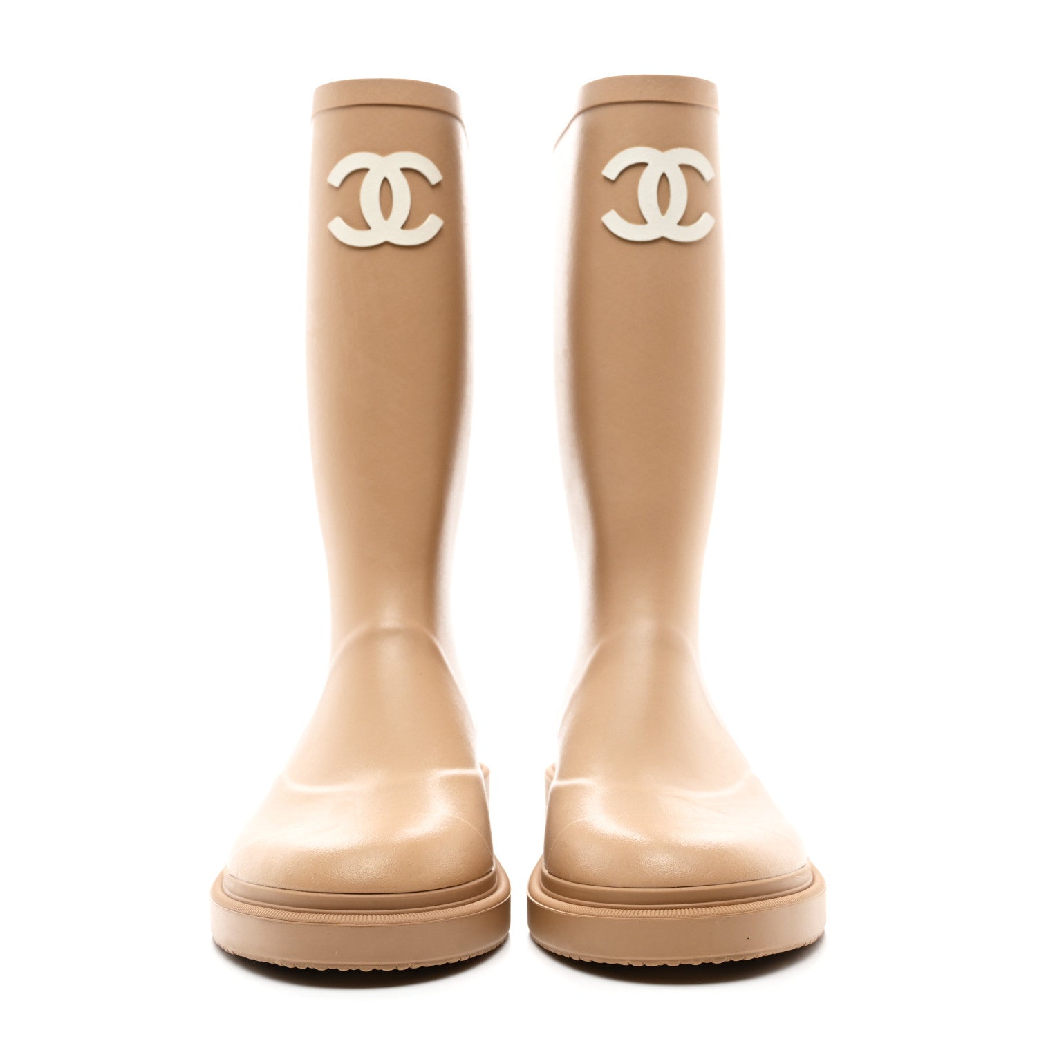 Chanel Caoutchouk CC High Boots 37 Beige 2 of 8