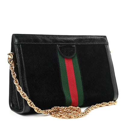 Gucci Suede Patent GG Web Small Ophidia Chain Shoulder Bag Black 3 of 11
