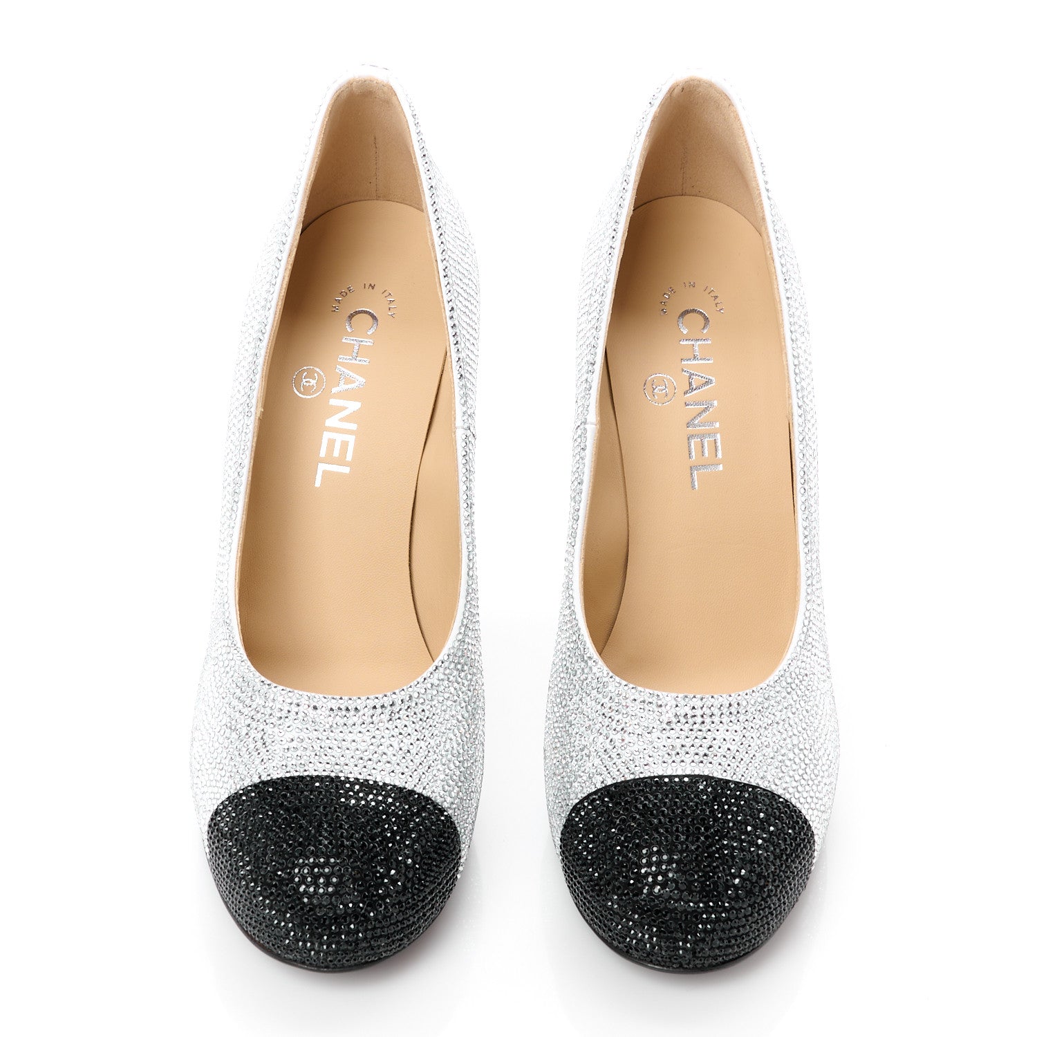 Chanel Strass Cap Toe Pumps 38 Silver Black 2 of 8