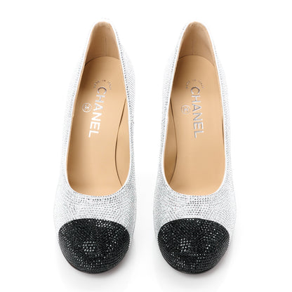 Chanel Strass Cap Toe Pumps 38 Silver Black 2 of 8