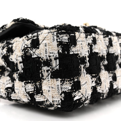 Chanel Tweed Quilted Mini Rectangular Flap Black Ecru White 9 of 11