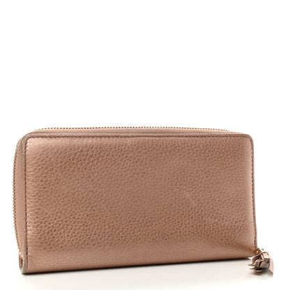 Gucci Metallic Pebbled Calfskin Soho Zip Around Wallet Pink 3 of 6