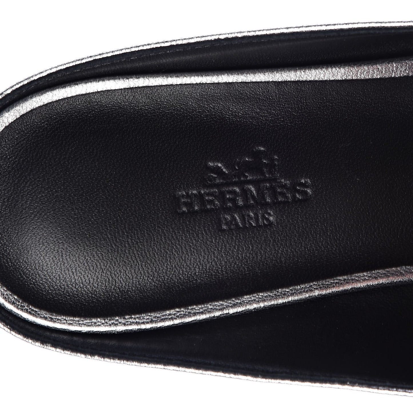 Metallic Goatskin Womens Rivoli Mules 39 Gris Argente