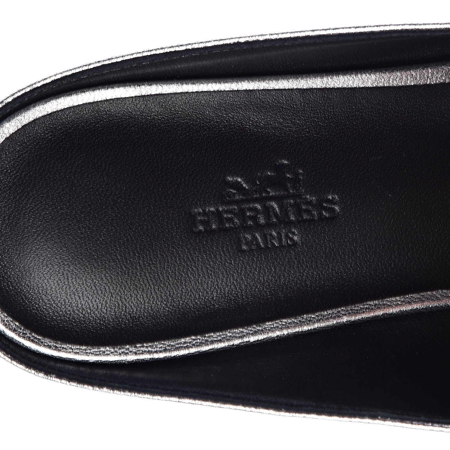 Hermes Metallic Goatskin Womens Rivoli Mules 39 Gris Argente 6 of 9