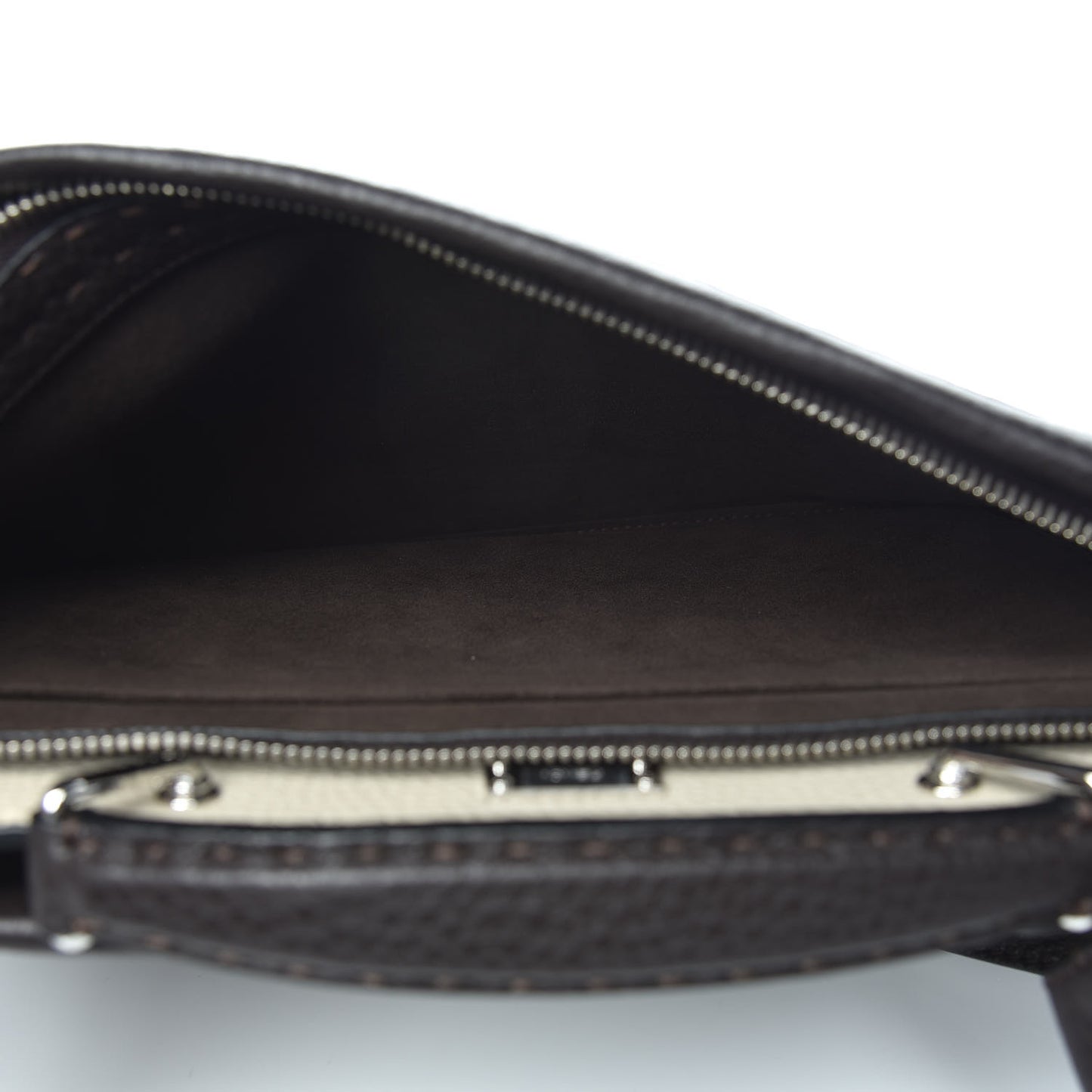 Calfskin Romano Selleria Large Peekaboo Iconic Fit Satchel Brown Milk Multicolor