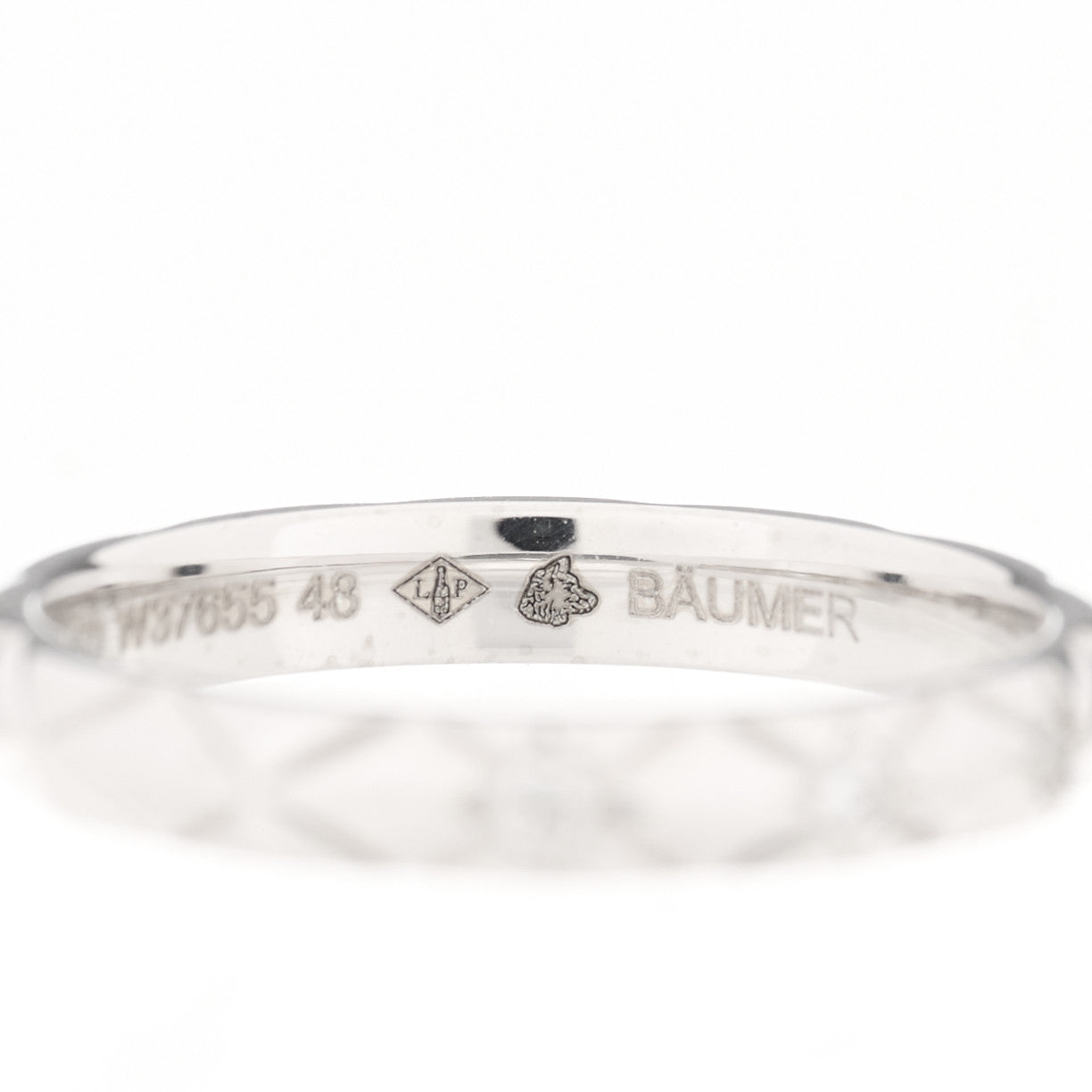 Platinum Diamond Small Matelasse Ring 48 4.5