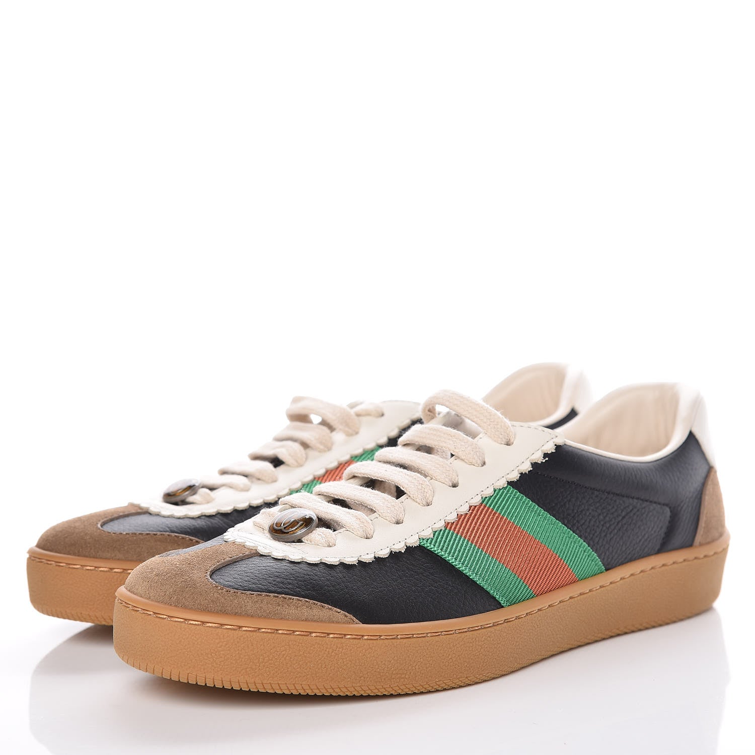 Gucci Calfskin Suede Web Womens G74 Sneakers 36.5 Ardesia Black New Mystic White 3 of 9