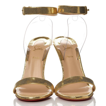 Christian Louboutin Nappa PVC Jonatina 100 Sandals 39 Gold 3 of 7