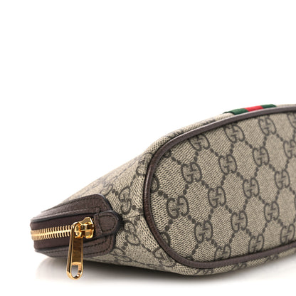 Gucci GG Supreme Monogram Textured Calfskin Web Large Ophidia Cosmetic Case Beige Ebony New Acero 9 of 11