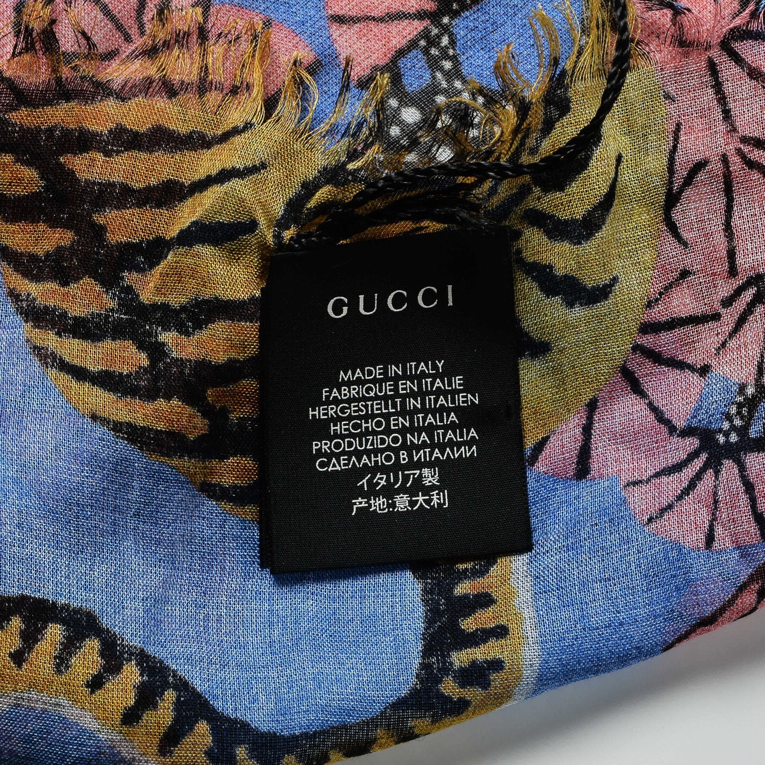 Gucci Modal Silk Bengal Square Scarf Blue 3 of 4