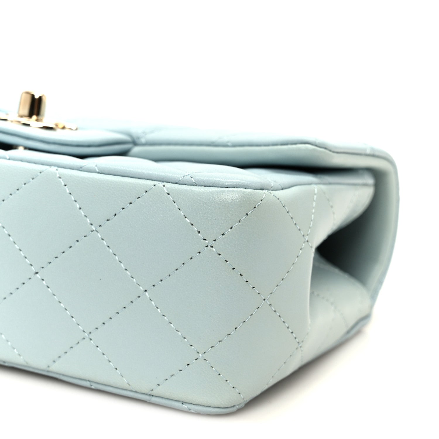 Chanel Lambskin Quilted Mini Top Handle Rectangular Flap Light Blue 11 of 12
