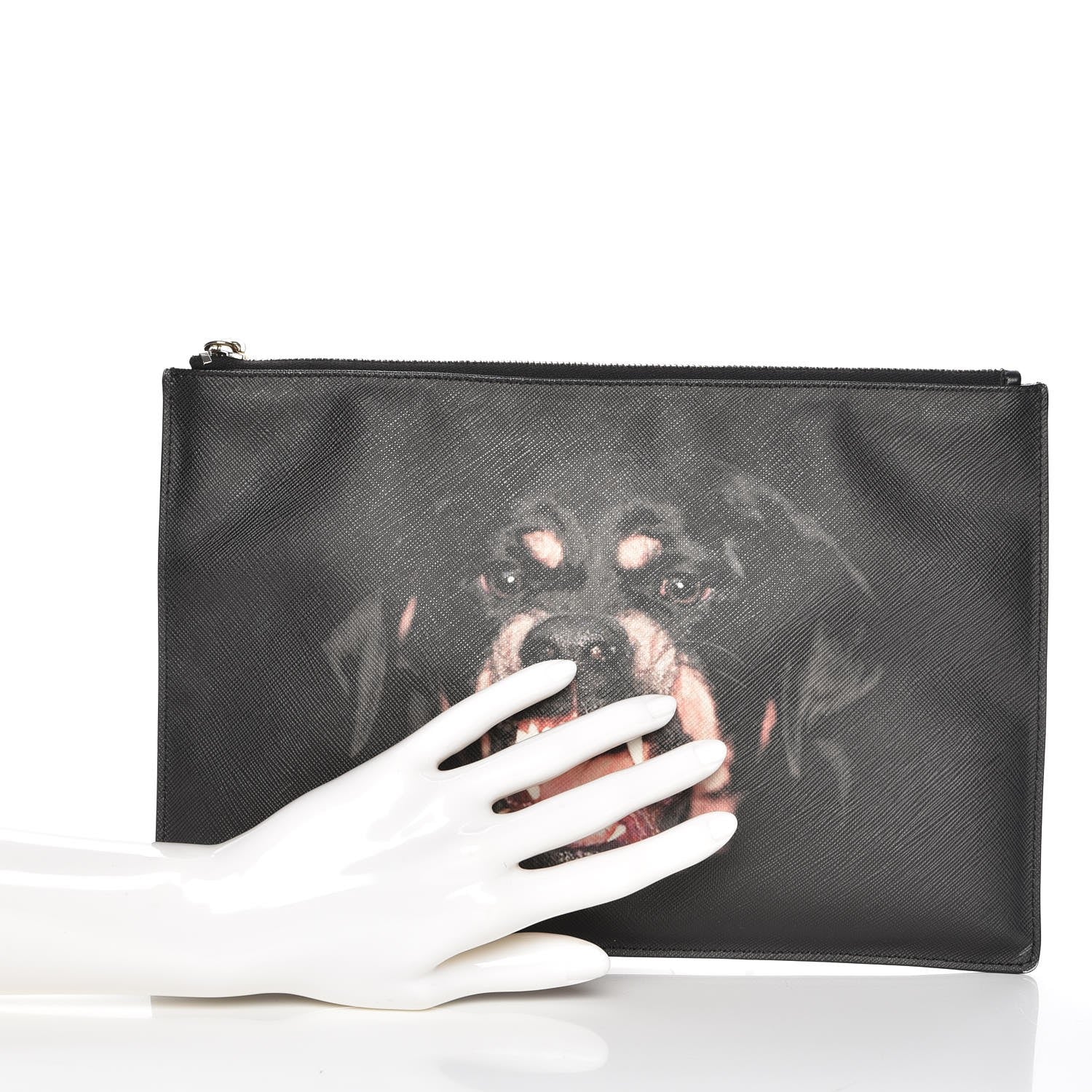 Givenchy Textured Coated Canvas Rottweiler Print Large Cosmetic Pouch Black 2 of 10