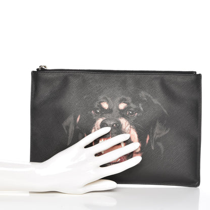 Givenchy Textured Coated Canvas Rottweiler Print Large Cosmetic Pouch Black 2 of 10