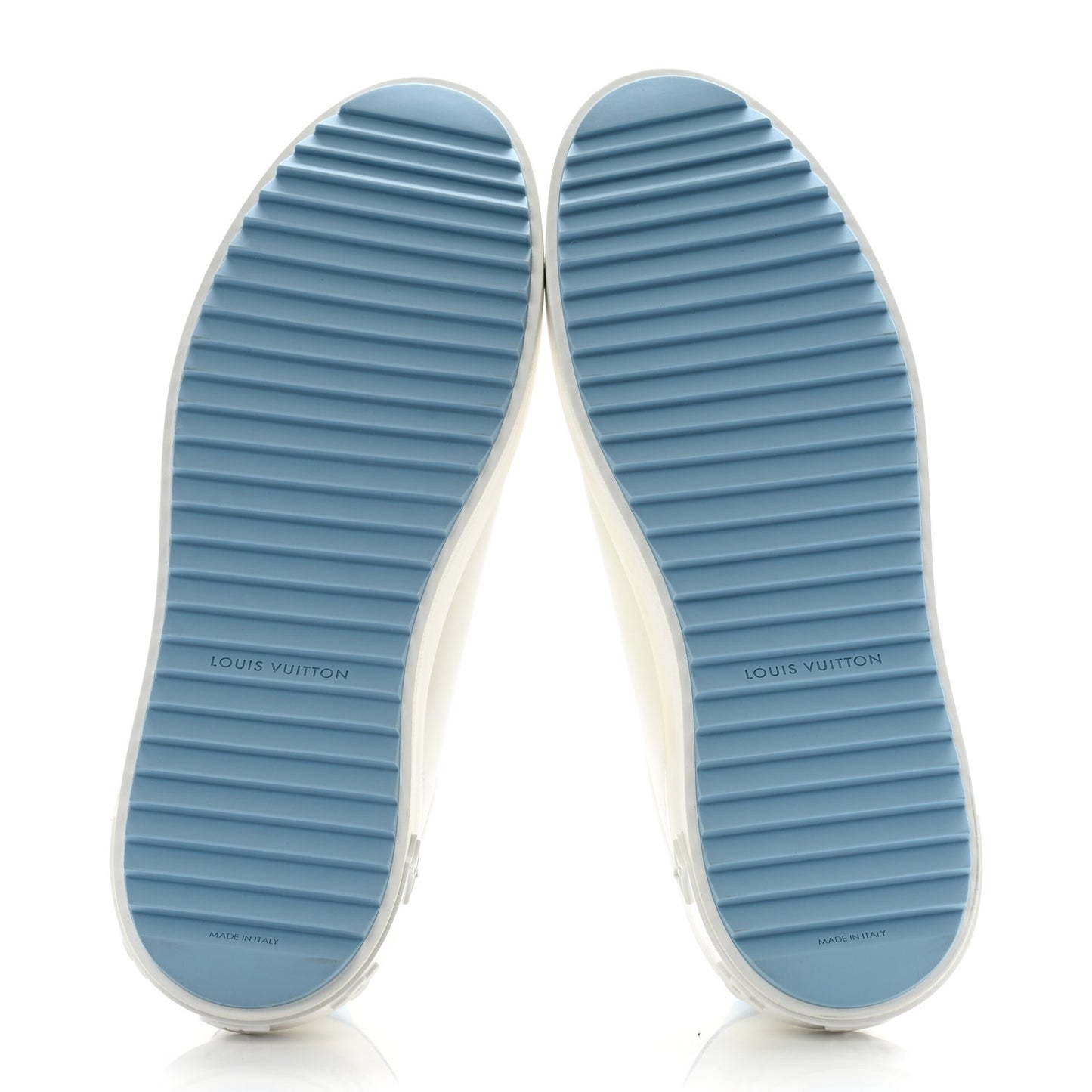 Lambskin Embossed Monogram Time Out Sneakers 41 White Blue