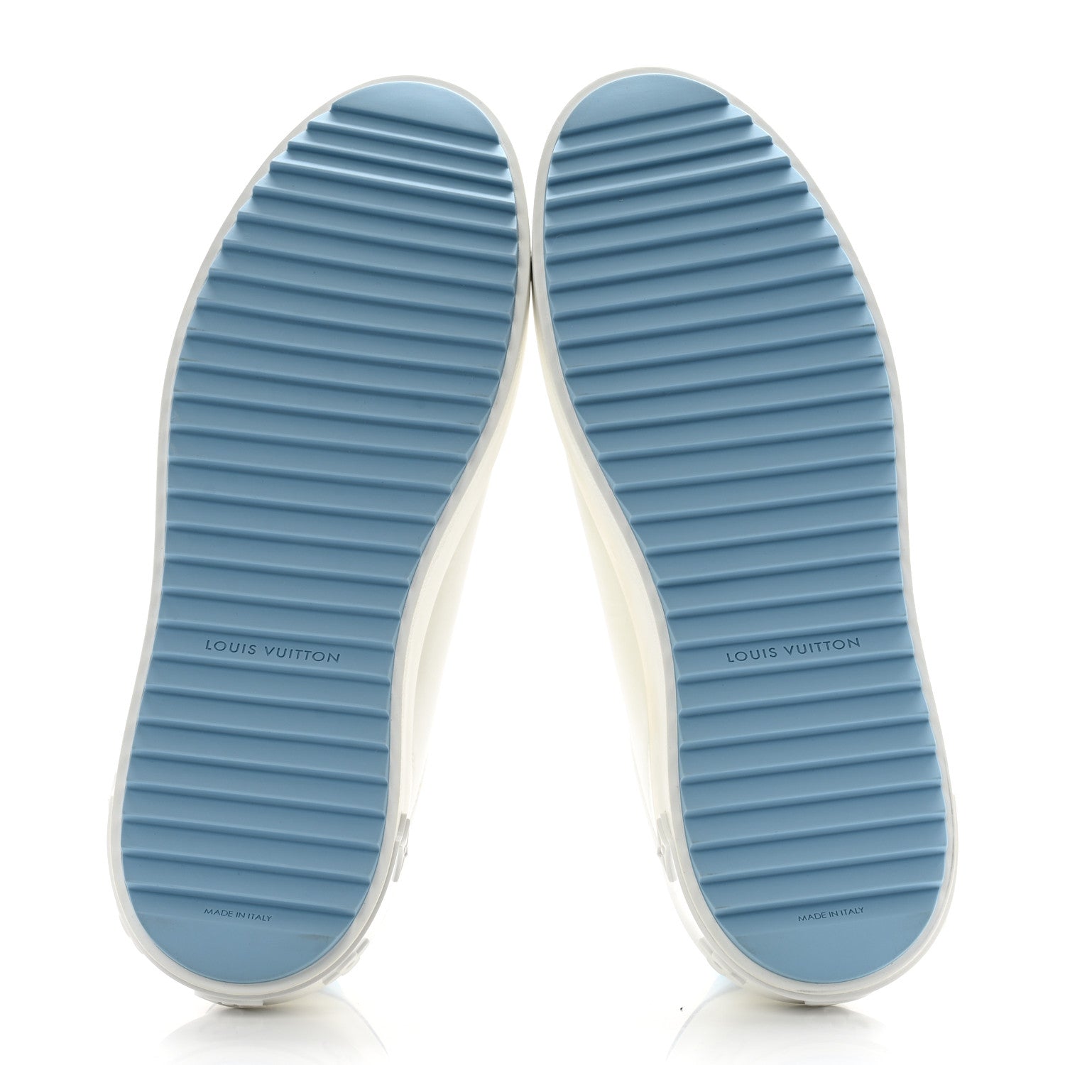 Louis Vuitton Lambskin Embossed Monogram Time Out Sneakers 41 White Blue 5 of 10