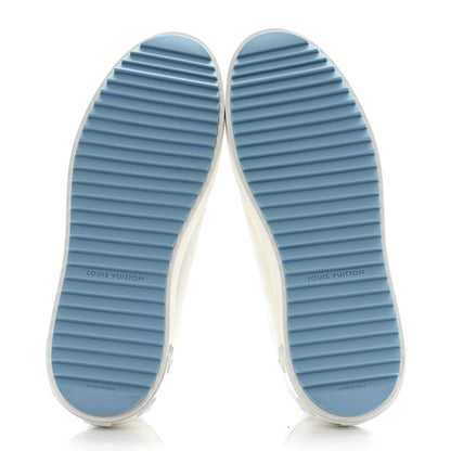 Louis Vuitton Lambskin Embossed Monogram Time Out Sneakers 41 White Blue 5 of 10
