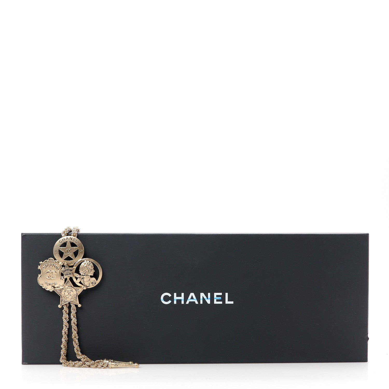 Chanel Metal Paris Dallas CC Sheriff Badge Star Bolo Necklace Gold 6 of 6