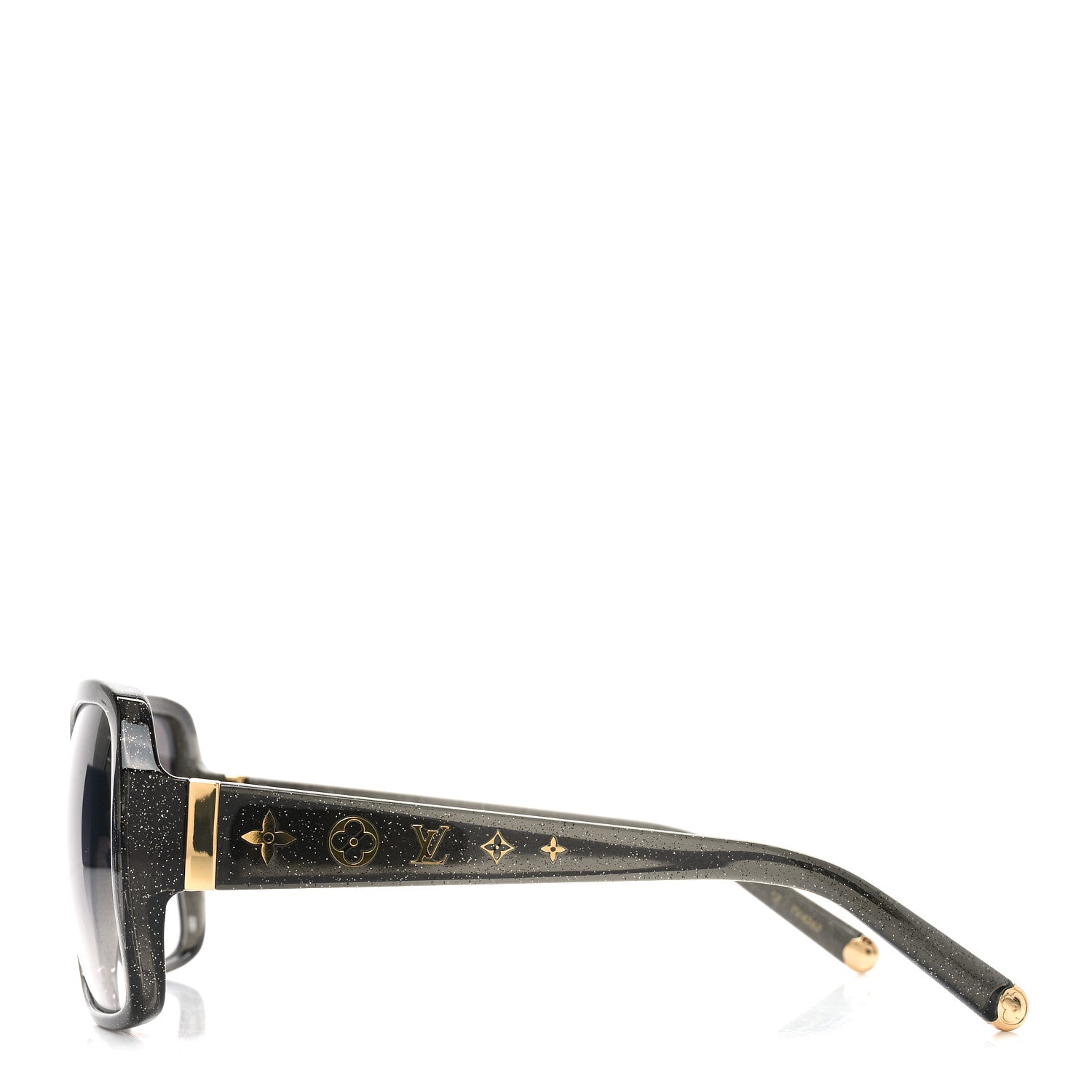 Louis Vuitton Acetate Obsession Round Sunglasses Z1855W Black Glitter 3 of 7