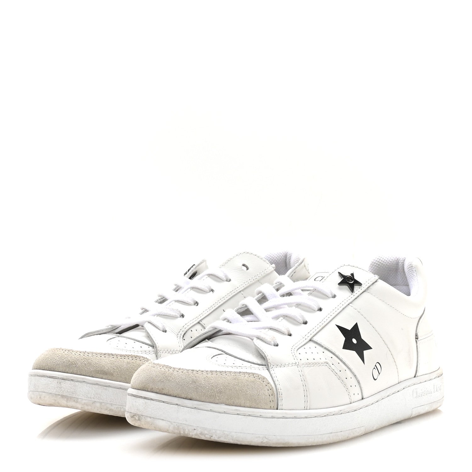 Christian Dior Calfskin Suede Dior Star Low Top Sneakers 37 White Black 4 of 8