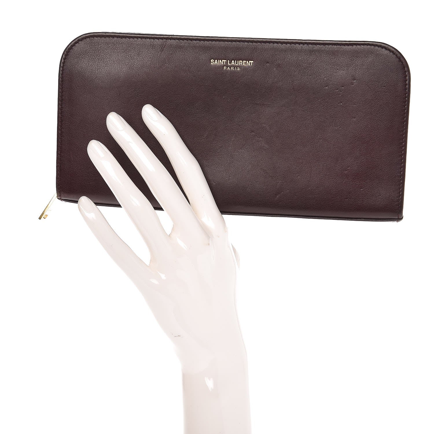 Saint Laurent Calfskin Classic Zip Around Continental Wallet Bordeaux 2 of 9