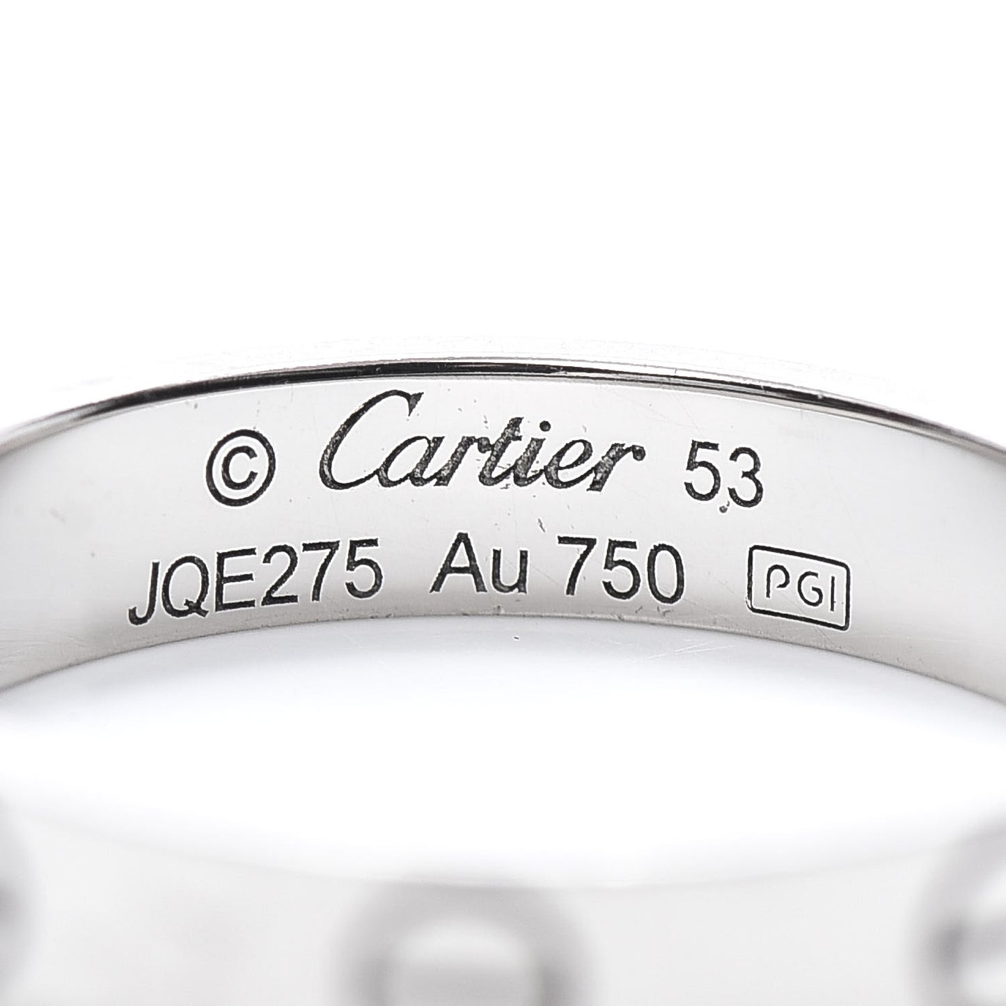 18K White Gold 3.5mm LOVE Wedding Band Ring 53 6.25