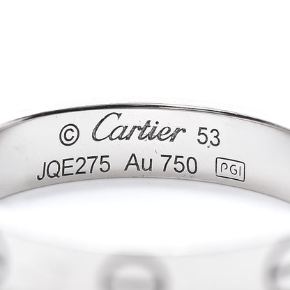 Cartier 18K White Gold 3.5mm LOVE Wedding Band Ring 53 6.25 4 of 5