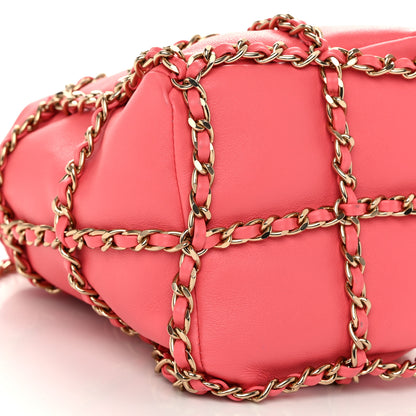 Chanel Lambskin Bucket Chain Drawstring Bag Pink 9 of 10